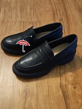 Blondo Black Waterproof  Penny Loafers with Lug Sole
